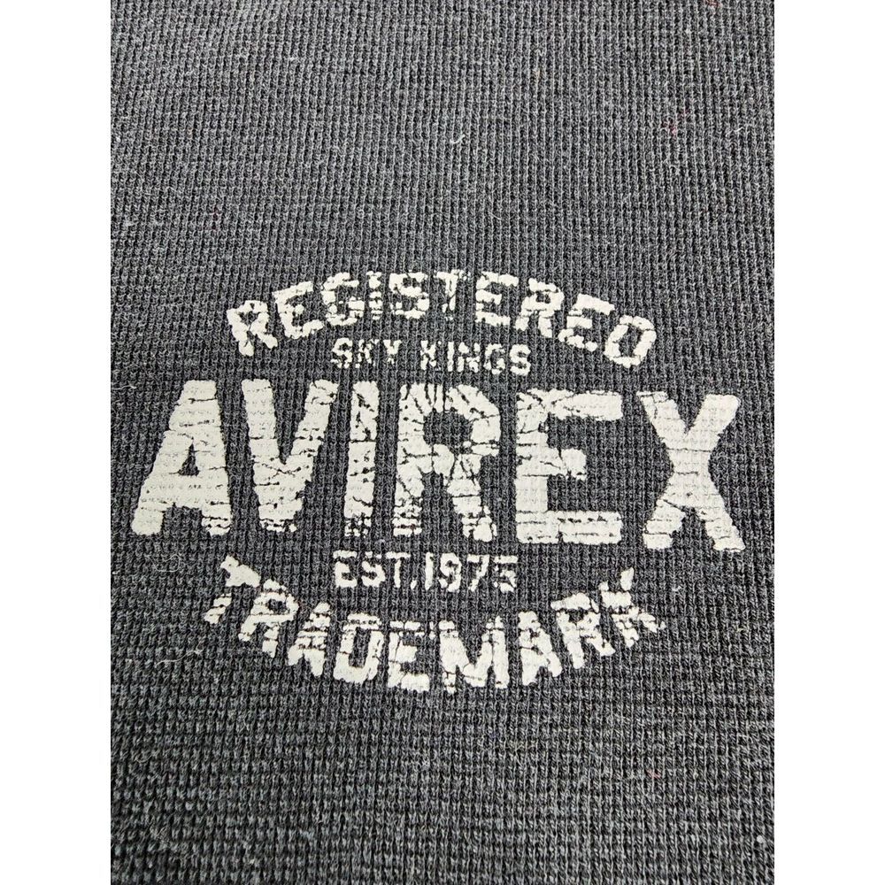 Avirex Shirt Mens XXL Black Thermal Waffle Knit Street wear‎ Logo Tee